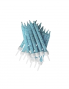 12 bougies bleu pastel à paillettes 7,5 cm pour gâteau
