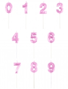 Bougie chiffre rose pastel effet diamant 5 cm pour anniversaire