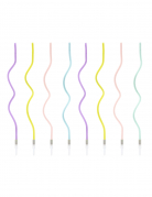8 bougies spirales pastel multicolores 14 cm avec bobèches