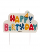 Bougie festive happy birthday 10 x 6 cm pour gâteau