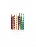 12 bougies métallisées multicolores 7,5 cm pour gâteau d'anniversaire