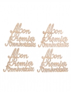 4 confettis en bois mon premier anniversaire 6,5 x 5 cm décoration table