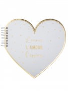 Livre d'or forme cœur l'amour doré 20 cm blanc mariage