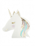 16 serviettes en papier licorne pastel et or pour anniversaire féerique