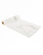 Chemin de table velours blanc licorne pastel 28 cm x 3 m décoration fête