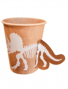 8 gobelets dinosaures blancs et kraft 255 ml tricératops relief