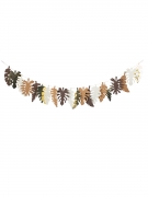 Guirlande feuilles tropicales chocolat kraft ivoire doré 2 m décoration exotique