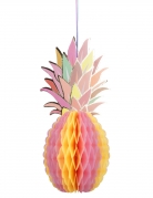 Suspension en papier alvéolé ananas multicolore 30 cm à dorure