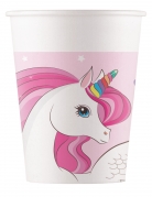 8 gobelets en carton unicorn rainbow 200 ml pour anniversaire