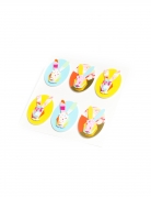 6 stickers lapins graphiques multicolores 4,5 cm pour Pâques
