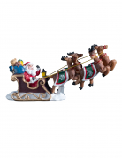 Père Noël sur son traineau 15 cm en polyrésine