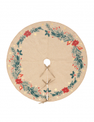 Tapis pour sapin poinsettia 90 cm beige en polyester
