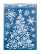 Décoration pour vitres 24 x 41 cm sapin et renne