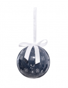Boule de neige bleu avec flocons 7,5 cm, décoration de sapin