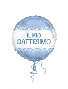 Ballon en feuille 45 cm Étoiles de baptême bleu clair