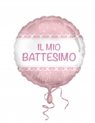 Ballon en aluminium 45 cm Baptême coeurs roses