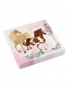20 serviettes en papier joli cheval 33 x 33 cm décor fleuri