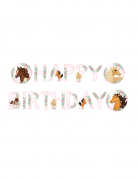 Guirlande happy birthday joli cheval 140 x 15 cm en carton
