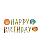 Guirlande happy birthday get wild safari 180 x 15 cm lion et tigre
