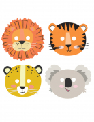 8 masques en carton têtes d'animaux get wild pour anniversaire