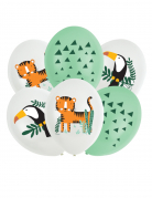 6 ballons en latex get wild safari 28 cm jungle tropicale