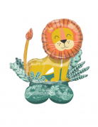 Ballon aluminium géant airloonz lion get wild 114 x 110 cm, décoration jungle