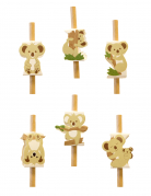 12 décorations pour pailles koala en papier 3,5 cm
