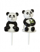 2 figurines en résine panda 7 cm pour gâteau