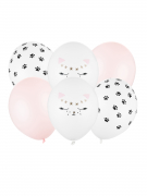 6 ballons en latex chats roses 30 cm décoration pastel