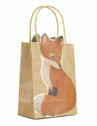 4 sacs cadeaux en kraft woodland renard 28 x 15 cm avec anses