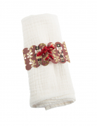8 ronds de serviette casse-noisette avec ruban satin rouge