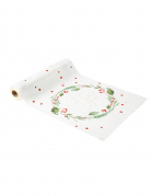 Chemin de table joyeux Noël tradi chic 28cm x 3m en velours blanc