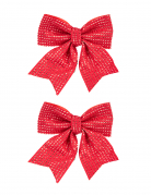 2 nœuds jute rouge et or 12 x 13 cm décoration de noël
