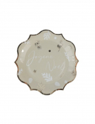 8 Assiettes en carton Noël botanique vert de gris 23 x 23 cm
