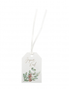 8 étiquettes joyeux noël forêt enchantée 4 x 6cm avec ruban