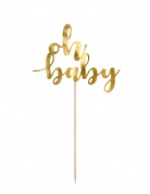 Cake topper oh baby doré 25 cm avec support en bois