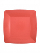 10 petites assiettes carrées en carton rouge 18 cm pour dessert