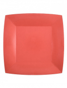 10 grandes assiettes carrées en carton rouge 23 cm originales