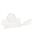 10 marque-place baptême papier 8 x 6,5 cm motif floral doré