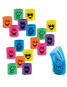 Lot 18 mini ressorts colorés pour pinata 3 cm visages amusants