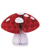 Décoration grand champignon alvéolé 21 cm rouge et blanc