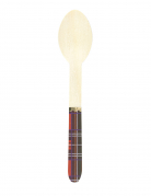 8 petites cuillères en bois tartan de Noël 16 cm à galon doré