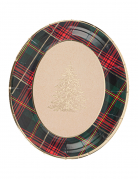 4 plateaux en carton tartan de Noël ovales 31,5 x 26 cm