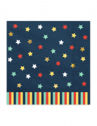 12 serviettes en papier étoiles colorées 33 x 33 cm fond bleu marine