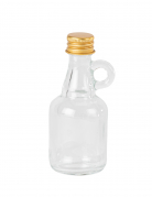 Mignonnette verre transparent avec anse et bouchon or 50ml pour mariage