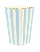 8 boîtes à pop corn bleu pastel et or en carton rayé