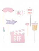 8 accessoires photobooth pyjama party girly en carton