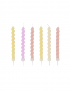 6 bougies torsadées dégradé pastel 8,5 cm
