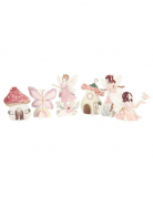 6 décorations à poser fée papier rose pastel de 6,8 à 10 cm univers enchanté