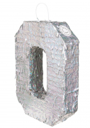 Piñata holographique argent chiffre 0, 40 x 28 x 8 cm pour fête